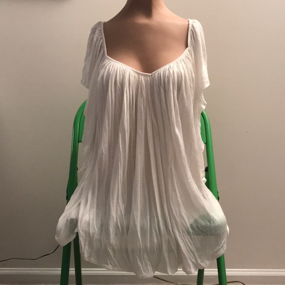 NEW NWT Free People White Flutter Sleeve Tunic